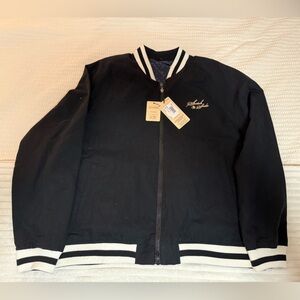 Scotch & Soda Reversible Bomber Jacket Black Navy Men’s Large NWT